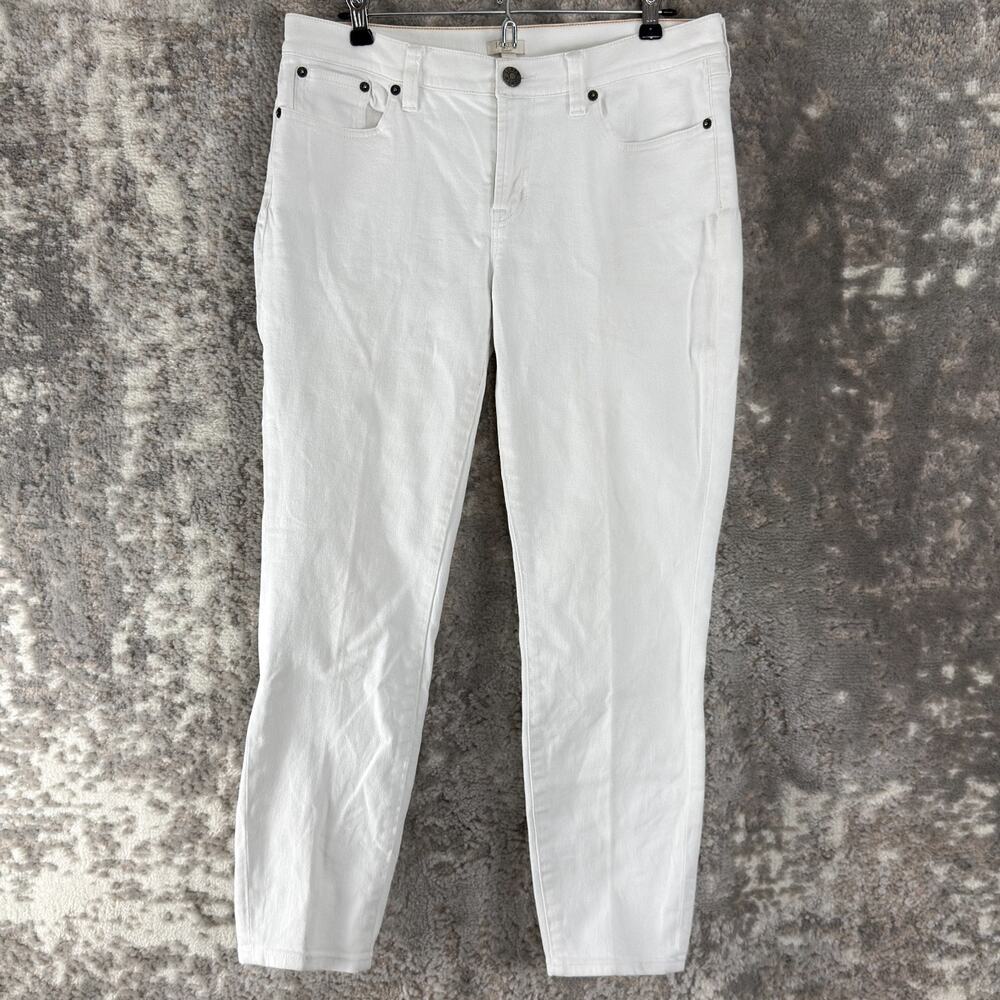 J Crew Size 29/28 Stretch Minimlaist Denim Jeans‎ Pants White Button Zip